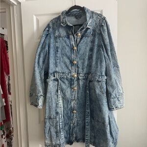 City Chic Blue and Gold Dress with Belted Waist